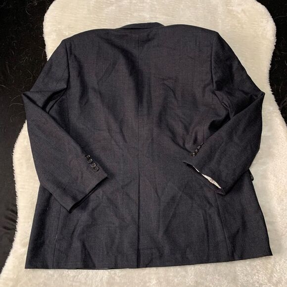 Lauren Ralph Lauren Mens Black Blue Sports Wool Blazer Size 46R Jacket 2‎ Button - Picture 2 of 9